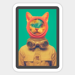 Cat in a diving suit Sticker